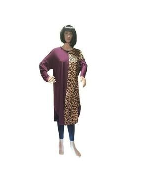 Women Animal Print Long Sleeves Glittery Sequin Midi Dress